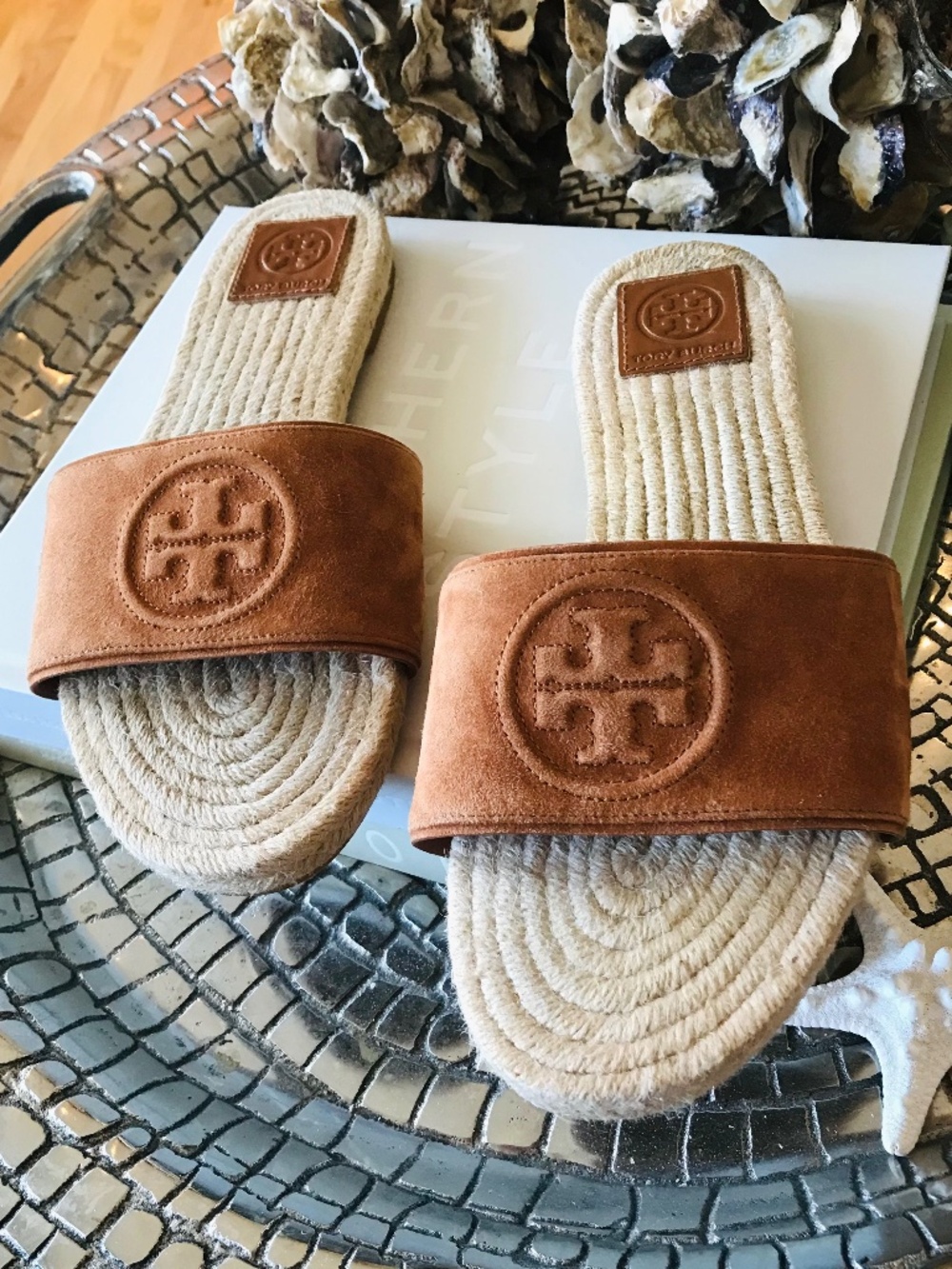 BOHO-CHIC 🔥 TORY BURCH BENTON SUEDE ESPADRILLE SLIDES